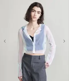 【美品】H beauty&youth オーロララメカーディガン　ホワイトのサムネイル