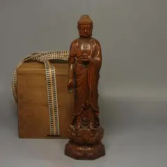 大型 観音菩薩 木彫 仏像 彫刻 開運 風水 置物 縁起物 インテリア 春山