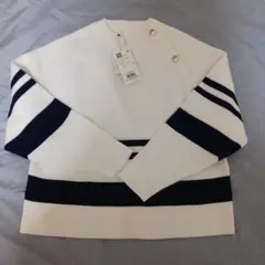 新品タグ付きgroveストライプ ボタン付き ニットセーター S