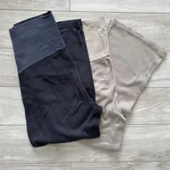 無印良品マタニティパンツ M-L黒とベージュ リブ素材二枚組