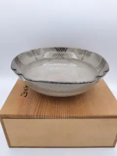 和食器　唐津焼　武村利左衛門作　絵唐津　向付　五客　共箱　V　R8437 和食器 唐津焼 武村利左衛門作 絵唐津 向付 五客 共箱 V