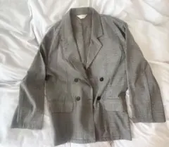 グレー チェック柄 ダブルボタン ジャケット