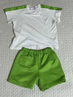 体操服セット 白と緑 Tシャツとショートパンツ がんばりっ子 幼稚園 保育園