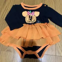 ハロウィン パンプキンロンパース 80 70 ベビードレス