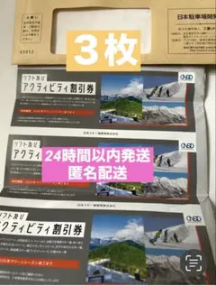 日本駐車場開発　株主優待券 リフト及びアクティビティ割引券 3枚