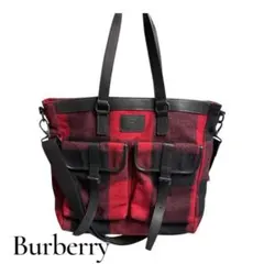Burberry トートバッグ レッド ブラックチェック