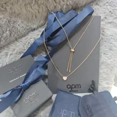 APM Monaco ローズゴールド ピンクハート クリスタルネックレス