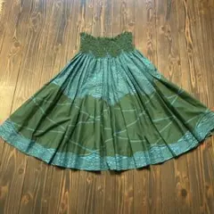 2237 新品 フラ フラダンス 75cm 三段フリル パウスカート グリーン