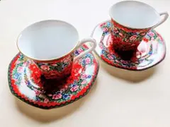 [KENZO]花柄 薔薇 カップ・ソーサー2客セット