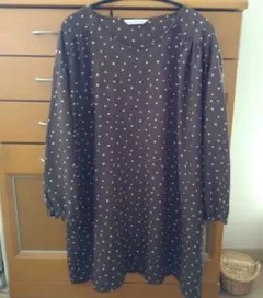 B.L.U.E　ゆったり　ブラウン　ドット柄チュニック　ビーエルユーイー　古着