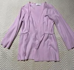 ピンク カーディガン 長袖 ウエストリボン付き