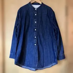無印良品　デニム バンドカラー シャツ Mのサムネイル