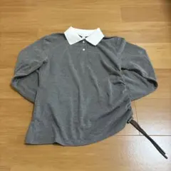 H&M グレー 襟付き 長袖トップス ポロシャツ風