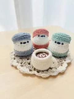 【セット販売】マカロンになりたかったシマエナガ　マリトッツォ風　あみぐるみ