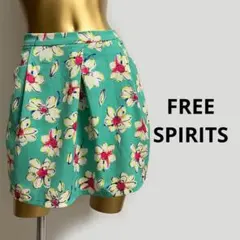 【5069】FREE SPIRITS 花柄 グリーン スカート F