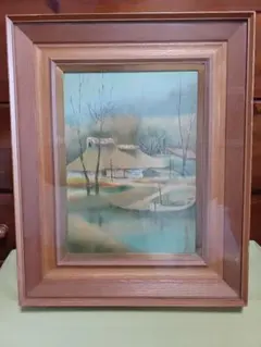 画家:小松明 油絵 絵画 雪景色 - メルカリ