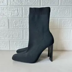 ZARAザラ ソックスブーツ スクエアトゥ 黒 37