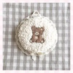 【ホワイトレースベア】ハンドメイド 壁掛け 小物置き パンチニードル もこもこ