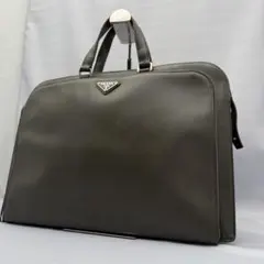 プラダ　ハンドバッグ　サフィアーノレザー　三角ロゴ　マルチポケット　カーキ