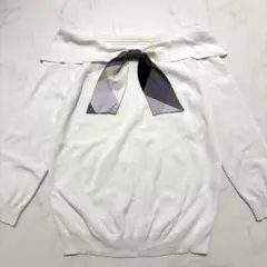 ブルーレーベル　アセテートストレッチニット サマーニット　2WAY 38 白のサムネイル