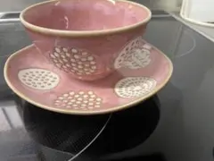 美品！ピンク　小皿、茶碗2点セット