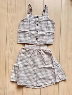 anggo XS チェック柄キャミソール＆フレアスカートセット XS