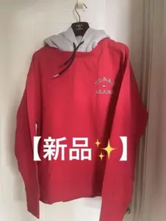 TOMMY JEANS レッドパーカー グレーのフード付き