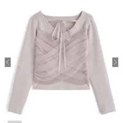 GRL リボンチュールドレープニットトップス lt151