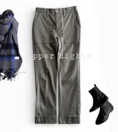 美品アッパーハイツ 微光沢 通年 ARMYシリーズ ストレッチ テーパードパンツ
