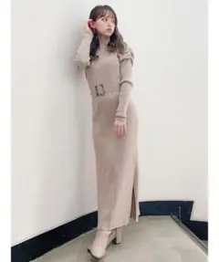 dazzlin ベージュ ニットロングワンピース