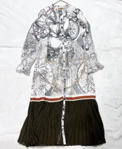 Ameri vintage 地図柄プリント長袖ワンピース