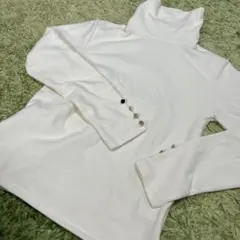 ホワイト タートルネック ニット M