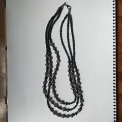 黒系パールとラブラドライトの多層ネックレス