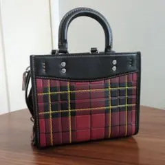 新品 COACH ローグ20 プラッドプリント チェック レッドマルチ