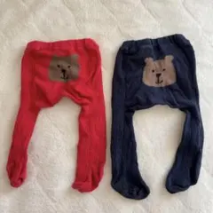 babyGAP　くまタイツ　0-12M 赤　紺