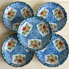 有田焼　吾山窯　染付花紋　小皿揃　５枚セット　色絵　銘々皿　古伊万里　取り皿