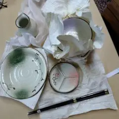 天ぷらセット 花柄 陶器 徳利 小皿 箸 @under Pのサムネイル