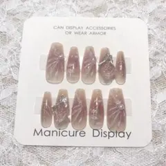 手描きぷっくりお花　蝶々　パール　フレンチガーリー　ちゅるんネイル