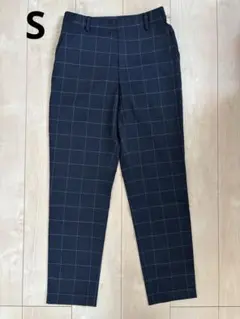 UNIQLO ユニクロ チェック柄 EZYアンクルパンツ 69ネイビーS