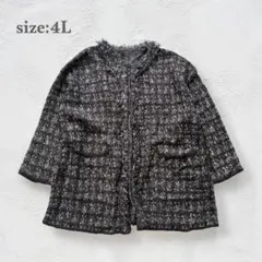 ニットジャケット　カーディガン　羽織り　大きいサイズ　ゆったりサイズ　フリンジ