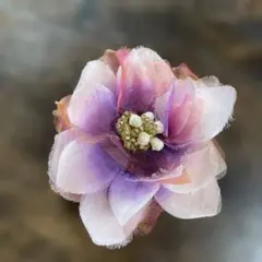 花飾り ヘアコーム 紫とピンク