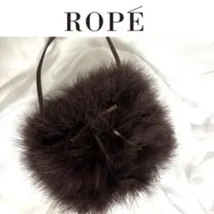 ROPÉ フェザー&ベルベット バッグ パーティーバッグ ブラウンのサムネイル