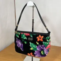 美品 FEILER フェイラー 花柄 トートバッグ ハンドバッグ ブラック 横長