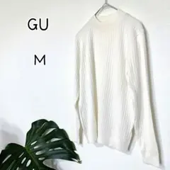 ジーユー【M】リブハイネックニット　レーヨン　ナイロン　薄手　W132
