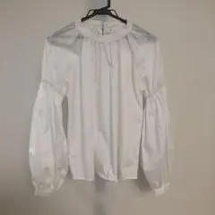 [a331] ambre neige ホワイト バルーンスリーブブラウス