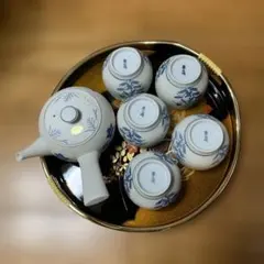 有田焼 茶器セット 急須 湯呑み 5客セット 茶びつ 漆塗り 華山作 盆付きのサムネイル