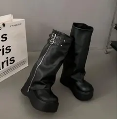 shein 厚底カバーロングブーツ y2k