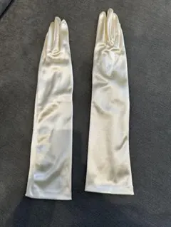 ブライダル ロンググローブ サテン アイボリー 約30cm 結婚式 一度使用