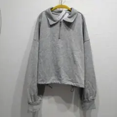【新品・タグ付き】ハーフジップ 襟付きトレーナー 長袖 LL グレー 秋冬