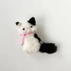 ぶち　白黒　ねこ　猫　ぬいぐるみ　ハンドメイド　作家　アートドール　a
